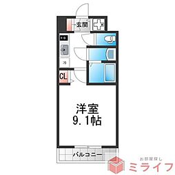S-RESIDENCE堺blaze 1Kの間取図画像
