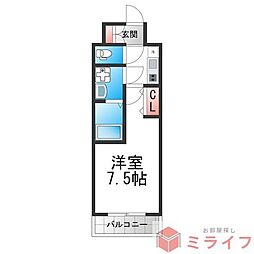 クレスト新今里 1Kの間取図画像