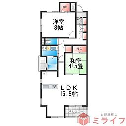 シャーメゾン白鷺 2LDKの間取図画像