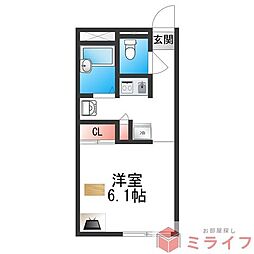 レオパレス真4 1Kの間取図画像