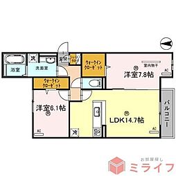 スペチアーレ巽中A棟 2LDKの間取図画像