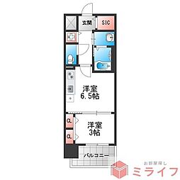 ArtizA堺 1DKの間取図画像