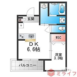 堺市堺区大浜北町2丁マンション 1DKの間取図画像