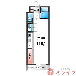 アリビオ北巽 ワンルームの間取図画像
