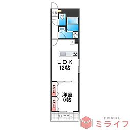 ゼクス北田辺 1LDKの間取図画像