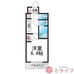 プレリス北巽駅前ラバルス 1Kの間取図画像