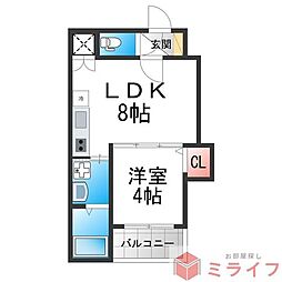 エグレットヒル矢田 1LDKの間取図画像