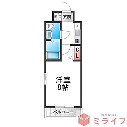 コラボ天王寺 1Kの間取図画像