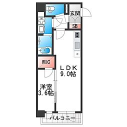 Alivis緑橋 1LDKの間取図画像