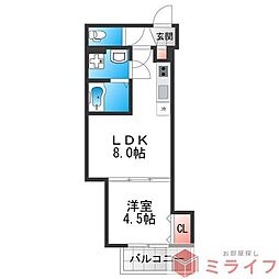 クレアール八戸ノ里 1LDKの間取図画像