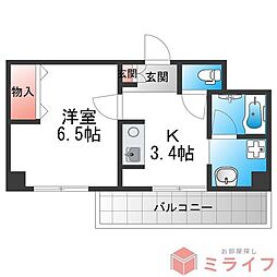 GROOVE平野 1Kの間取図画像