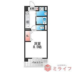 フィオレ・レジデンス出島海岸通 1Kの間取図画像