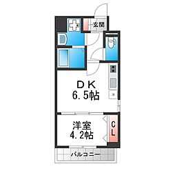 メイクス天王寺 1DKの間取図画像