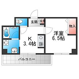 GROOVE平野 1Kの間取図画像