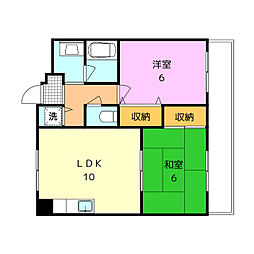 コンフォート公園南 2LDKの間取図画像