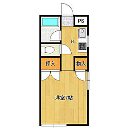 メイハウス 2階1Kの間取り