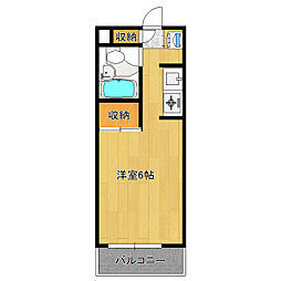 グランディール根本 1階ワンルームの間取り