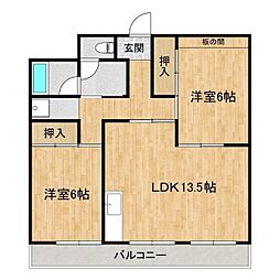 ハイジマビル 4階2LDKの間取り