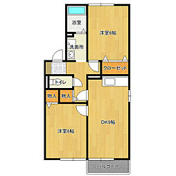 フミ・グランデB 2DKの間取図画像