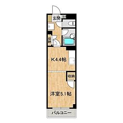 プライドタワー 1Kの間取図画像