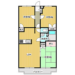 サンハイツ見和A棟 3LDKの間取図画像