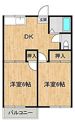 ファミーユ高倉 2DKの間取図画像