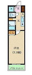 カスタリア新宿 1Kの間取図画像