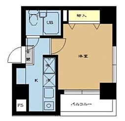 スカイコート新宿曙橋2 1Kの間取図画像