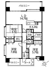 シーサイドパレスフェニックス古賀 3LDKの間取図画像