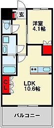 アルカディア 1LDKの間取図画像