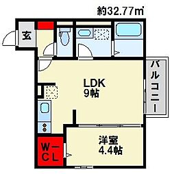 カズコートA 1LDKの間取図画像