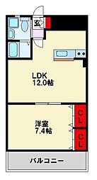 カレント 1LDKの間取図画像