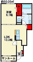 グランノ2 1LDKの間取図画像