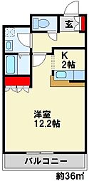 ハーブフォレスト 1Kの間取図画像