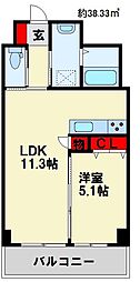 MDIフォレストガーデン三ケ森 1LDKの間取図画像