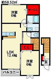 グランクリュー上の原 2LDKの間取図画像