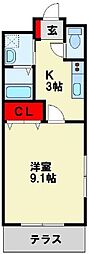 サンライズノア 1Kの間取図画像