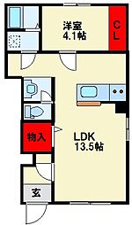 北九州市八幡西区町上津役西2丁目アパート 1LDKの間取図画像