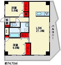 中須コア・プレイス 2LDKの間取図画像