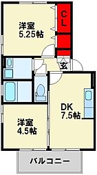ポサーダ四季 2DKの間取図画像