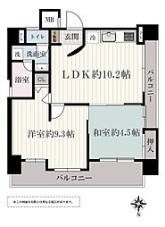 ドルフオーサカ安堂寺 2LDKの間取図画像