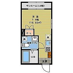 JR中央本線 鶴舞駅 徒歩7分の賃貸アパート 4階ワンルームの間取り