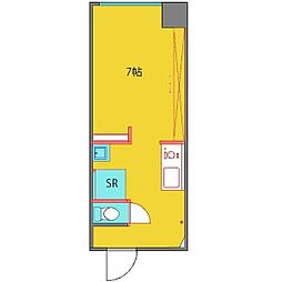 名古屋市営桜通線 吹上駅 徒歩10分の賃貸マンション 5階ワンルームの間取り