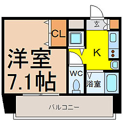 名古屋市営東山線 覚王山駅 徒歩4分の賃貸マンション 7階1Kの間取り