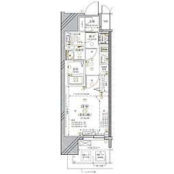 JR東海道本線 金山駅 徒歩8分の賃貸マンション 6階1Kの間取り