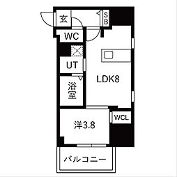 名古屋市営東山線 栄駅 徒歩10分の賃貸マンション 9階1LDKの間取り