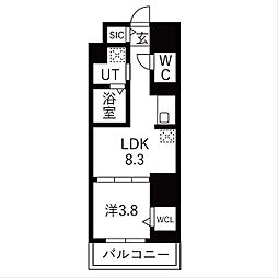 名古屋市営東山線 栄駅 徒歩10分の賃貸マンション 13階1LDKの間取り