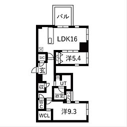 名古屋市営東山線 栄駅 徒歩10分の賃貸マンション 15階2LDKの間取り