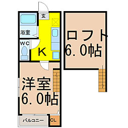名古屋市営桜通線 吹上駅 徒歩8分の賃貸アパート 2階1SKの間取り