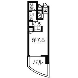 名古屋市営東山線 今池駅 徒歩2分の賃貸マンション 3階ワンルームの間取り